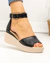 Sandale dama piele naturala negre cu talpa tip platforma si inchidere catarama PV959 2