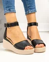 Sandale dama piele naturala negre cu talpa tip platforma si inchidere catarama PV959 4