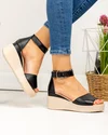 Sandale dama piele naturala negre cu talpa tip platforma si inchidere catarama PV959 1