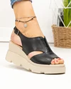 Sandale dama piele naturala negre cu talpa tip platforma si inchidere catarama PV975 3