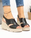 Sandale dama piele naturala negre cu talpa tip platforma si inchidere catarama PV975 1