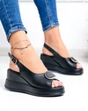 Sandale dama piele naturala negre cu talpa tip platforma si inchidere catarama T-6006 4