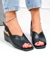 Sandale dama piele naturala negre cu talpa tip platforma si inchidere catarama XT24065 4