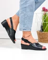 Sandale dama piele naturala negre cu talpa tip platforma si inchidere catarama XT24065 3
