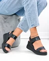 Sandale dama piele naturala negre cu talpa tip platforma T6024 3
