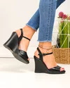 Sandale dama piele naturala negre cu talpa tip platforma XT24079 6