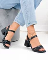 Sandale dama piele naturala negre cu toc gros si model impletit JY1922 4