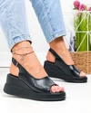 Sandale dama piele naturala negre perforate cu platforma si inchidere catarama T6018 2