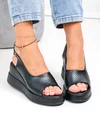 Sandale dama piele naturala negre perforate cu platforma si inchidere catarama T6018 3