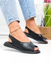 Sandale dama piele naturala negre perforate cu talpa joasa T6028 5