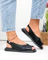 Sandale dama piele naturala negre perforate cu talpa joasa T6028 4