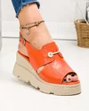 Sandale dama piele naturala portocalii cu inchidere catarama AKD   3000 3