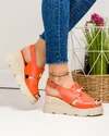 Sandale dama piele naturala portocalii cu inchidere catarama AKD   3000 4