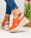 Sandale dama piele naturala portocalii cu inchidere catarama AKD   3000 5