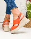 Sandale dama piele naturala portocalii cu platforma AKD   1000 5