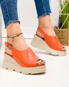 Sandale dama piele naturala portocalii cu platforma AKD   4000 1