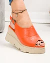 Sandale dama piele naturala portocalii cu platforma AKD   4000 2