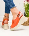 Sandale dama piele naturala portocalii cu platforma AKD   4000 5