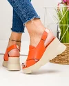 Sandale dama piele naturala portocalii cu platforma si inchidere scai AKD   2000 5
