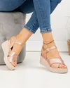 Sandale dama piele naturala rose cu barete incrucisate si inchidere catarama PV977 4