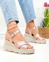 Sandale dama piele naturala rose cu inchidere catarama si talpa tip platforma PV977-1 1