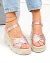 Sandale dama piele naturala rose cu inchidere catarama si talpa tip platforma PV977-1 2
