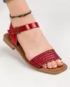 Sandale dama piele naturala rosii cu bareta lata MS005 2
