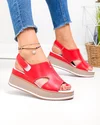 Sandale dama piele naturala rosii cu model decupat si inchidere scai JY5225 1