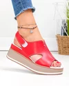 Sandale dama piele naturala rosii cu model decupat si inchidere scai JY5225 4