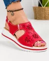 Sandale dama piele naturala rosii cu perforatii JY3010 3