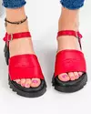 Sandale dama piele naturala rosii cu platforma PV946 5