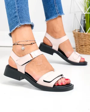 Sandale dama piele naturala roz cu dublu scai F005-019