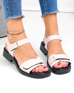 Sandale dama piele naturala roz cu dublu scai F005-019