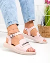 Sandale dama piele naturala roz cu inchidere catarama si accesoriu metalic PV980 4
