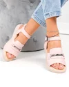 Sandale dama piele naturala roz cu inchidere catarama si accesoriu metalic PV980 3
