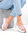 Sandale dama piele naturala roz cu model perforat si talpa groasa T6034 3