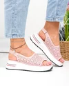 Sandale dama piele naturala roz cu model perforat si talpa groasa T6034 4