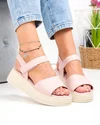 Sandale dama piele naturala roz cu talpa bej si inchidere scai T6032 3