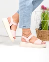 Sandale dama piele naturala roz cu talpa bej si inchidere scai T6032 4