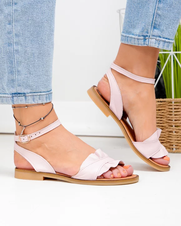 Sandale dama piele naturala roz cu talpa flexibila PV983