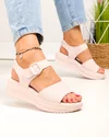 Sandale dama piele naturala roz deschis cu inchidere scai si talpa groasa F001-797 4