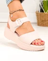 Sandale dama piele naturala roz deschis cu inchidere scai si talpa groasa F001-797 1