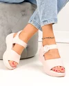 Sandale dama piele naturala roz deschis cu inchidere scai si talpa groasa F001-797 5
