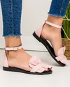 Sandale dama piele naturala roz deschis cu model petala si talpa subtire PV970 4