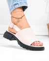 Sandale dama piele naturala roz perforate cu inchidere catarama F001-802 4