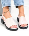 Sandale dama piele naturala roz perforate cu inchidere catarama F001-802 3