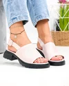 Sandale dama piele naturala roz perforate cu inchidere catarama F001-802 1