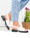Sandale dama piele naturala roz perforate cu inchidere catarama F001-802 5