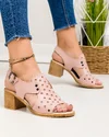 Sandale dama piele naturala roz perforate cu inchidere catarama PV973 3