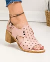 Sandale dama piele naturala roz perforate cu inchidere catarama PV973 1